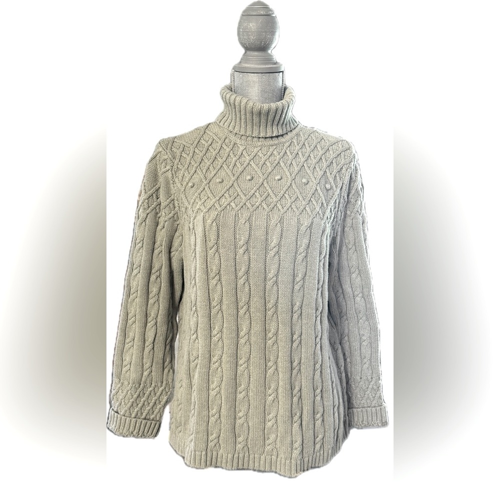 Willie Smith Celadon Green Cable Knit Sweater Soft Turtleneck VeryGood Fits M-XL
